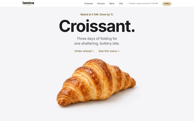 Home page of the Lamina Bakehouse sample site