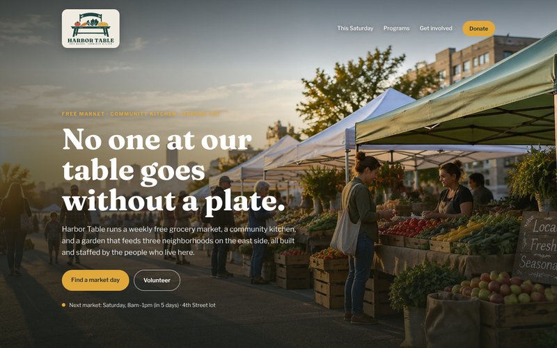 Home page of the Harbor Table sample site